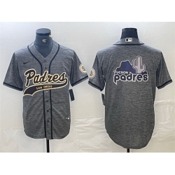 Men San Diego Padres Gray Team Big Logo Cool Base Stitched Baseball Jersey 1