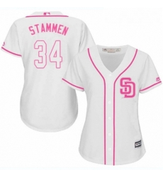 Womens Majestic San Diego Padres 34 Craig Stammen Authentic White Fashion Cool Base MLB Jersey 