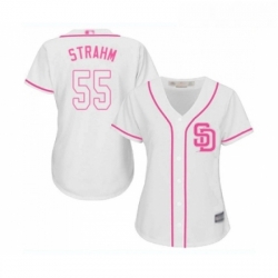 Womens San Diego Padres 55 Matt Strahm Replica White Fashion Cool Base Baseball Jersey 