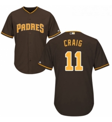 Youth Majestic San Diego Padres 11 Allen Craig Authentic Brown Alternate Cool Base MLB Jersey 