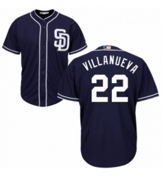 Youth Majestic San Diego Padres 22 Christian Villanueva Authentic Navy Blue Alternate 1 Cool Base MLB Jersey 