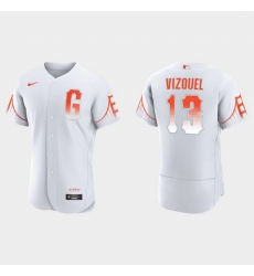 Men San Francisco Giants 13 Omar Vizquel Men 2021 City Connect Authentic White Jersey