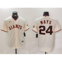 Men San Francisco Giants 24 Willie Mays Cream Stitched Baseball Jersey