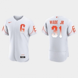 Men San Francisco Giants 31 Lamonte Wade Jr  Men 2021 City Connect Authentic White Jersey