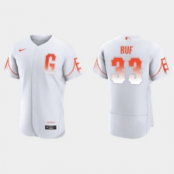 Men San Francisco Giants 33 Darin Ruf Men 2021 City Connect Authentic White Jersey