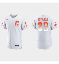 Men San Francisco Giants 39 Thairo Estrada Men 2021 City Connect Authentic White Jersey