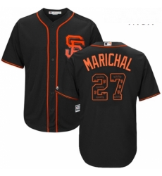 Mens Majestic San Francisco Giants 27 Juan Marichal Authentic Black Team Logo Fashion Cool Base MLB Jersey