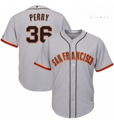 Mens Majestic San Francisco Giants 36 Gaylord Perry Replica Grey Road Cool Base MLB Jersey