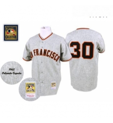 Mens Mitchell and Ness 1962 San Francisco Giants 30 Orlando Cepeda Authentic Grey Throwback MLB Jersey