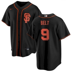 Men's San Francisco Giants #9 Brandon Belt Black Alternate Jersey