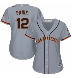 Womens Majestic San Francisco Giants 12 Joe Panik Replica Grey Road Cool Base MLB Jersey