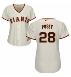 Womens Majestic San Francisco Giants 28 Buster Posey Authentic Cream Home Cool Base MLB Jersey