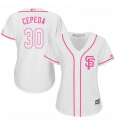 Womens Majestic San Francisco Giants 30 Orlando Cepeda Replica White Fashion Cool Base MLB Jersey