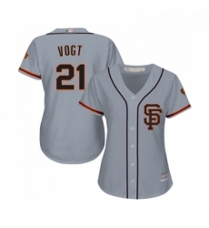 Womens San Francisco Giants 21 Stephen Vogt Replica Grey Road 2 Cool Base Baseball Jersey 