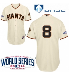 Youth Majestic San Francisco Giants 8 Hunter Pence Replica Cream Home Cool Base 2014 World Series Patch MLB Jersey