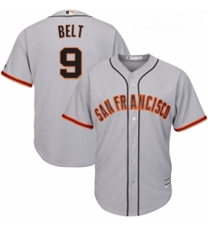 Youth Majestic San Francisco Giants 9 Brandon Belt Replica Grey Road Cool Base MLB Jersey