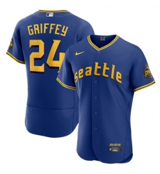 Men Seattle Mariners 24 Ken Griffey Jr  Royal 2023 City Connect Flex Base Stitched Jersey