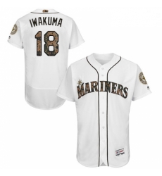 Mens Majestic Seattle Mariners 18 Hisashi Iwakuma Authentic White 2016 Memorial Day Fashion Flex Base Jerseys