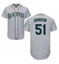 Mens Majestic Seattle Mariners 51 Randy Johnson Grey Road Flex Base Authentic Collection MLB Jersey