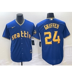 Men's Seattle Mariners #24 Ken Griffey Blue 2023 City Connect Cool Base Stitched Jersey