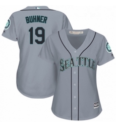 Womens Majestic Seattle Mariners 19 Jay Buhner Authentic Grey Road Cool Base MLB Jersey 