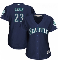 Womens Majestic Seattle Mariners 23 Nelson Cruz Authentic Navy Blue Alternate 2 Cool Base MLB Jersey