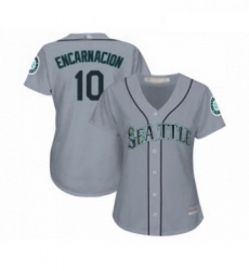 Womens Seattle Mariners 10 Edwin Encarnacion Replica Grey Road Cool Base Baseball Jersey 