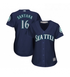 Womens Seattle Mariners 16 Domingo Santana Replica Navy Blue Alternate 2 Cool Base Baseball Jersey 