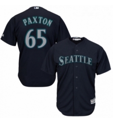 Youth Majestic Seattle Mariners 65 James Paxton Replica Navy Blue Alternate 2 Cool Base MLB Jersey 