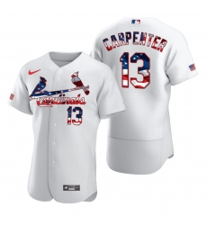 Men St  Louis St.Louis Cardinals 13 Matt Carpenter Men Nike White Fluttering USA Flag Limited Edition Flex Base MLB Jersey