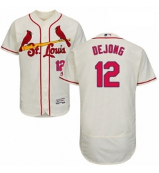 Mens Majestic St Louis Cardinals 12 Paul DeJong Cream Alternate Flex Base Authentic Collection MLB Jersey