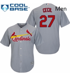 Mens Majestic St Louis Cardinals 27 Brett Cecil Replica Grey Road Cool Base MLB Jersey 