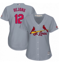 Womens Majestic St Louis Cardinals 12 Paul DeJong Replica Grey Road Cool Base MLB Jersey 