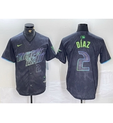 Men Tampa Bay Rays 2 Yandy D EDaz Charcoal 2024 City Connect Limited Stitched Baseball Jersey 3