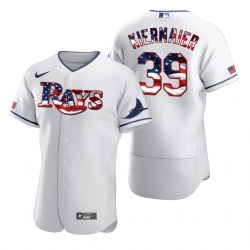 Men Tampa Bay Rays 39 Kevin Kiermaier Men Nike White Fluttering USA Flag Limited Edition Flex Base MLB Jersey