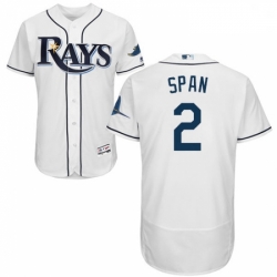 Mens Majestic Tampa Bay Rays 2 Denard Span White Home Flex Base Authentic Collection MLB Jersey