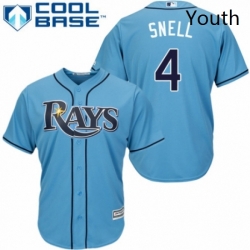 Youth Majestic Tampa Bay Rays 4 Blake Snell Authentic Light Blue Alternate 2 Cool Base MLB Jersey 