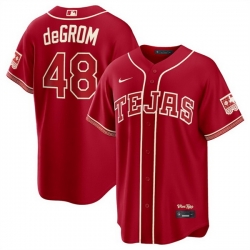 Men Texas Rangers  48 Jacob deGrom Red 2026 City Connect Stadium Stitched Baseball Jersey