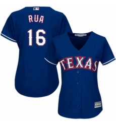 Womens Majestic Texas Rangers 16 Ryan Rua Replica Royal Blue Alternate 2 Cool Base MLB Jersey 