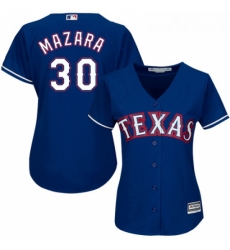 Womens Majestic Texas Rangers 30 Nomar Mazara Authentic Royal Blue Alternate 2 Cool Base MLB Jersey