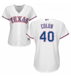 Womens Majestic Texas Rangers 40 Bartolo Colon Authentic White Home Cool Base MLB Jersey 