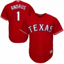 Youth Majestic Texas Rangers 1 Elvis Andrus Authentic Red Alternate Cool Base MLB Jersey