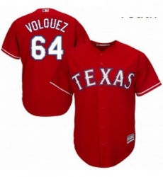 Youth Majestic Texas Rangers 64 Edinson Volquez Authentic Red Alternate Cool Base MLB Jersey 