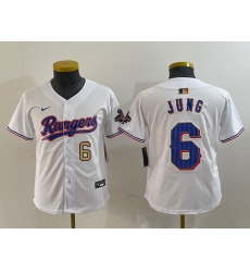 Youth Texas Rangers 6 Josh Jung White Gold Stitched Baseball Jersey 1