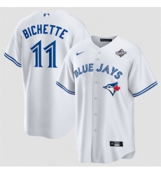 Men Toronto Blue Jays 11 Bo Bichette White 2025 World Series Home Cool Base Stitched Baseball Jersey Men Toronto Blue Jays 11 Bo Bichette White 2025 World Series Home Cool Base Stitched Baseball Jersey