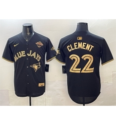 Men Toronto Blue Jays 22 Ernie Clement Black Gold 2025 American League Champions Limited Stitched Baseball Jersey