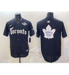 Men Toronto Blue Jays  26 Leafs Black 2025 World Series With White Leafs Logo Gothic North Edition Limited Stitched Baseball Jersey