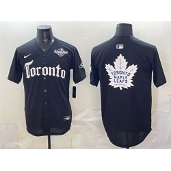 Men Toronto Blue Jays  26 Leafs Black 2025 World Series With White Leafs Logo Gothic North Edition Limited Stitched Baseball Jersey