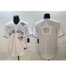 Men Toronto Blue Jays  26 Leafs White 2025 World Series With White Leafs Logo Cool Base Stitched Baseball Jersey