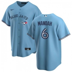 Men Toronto Blue Jays 6 Alek Manoah Light Blue Cool Base Stitched Jersey